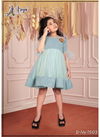 sky Blue Party Wear Cotton Velvet And Net Frock Collection 1503